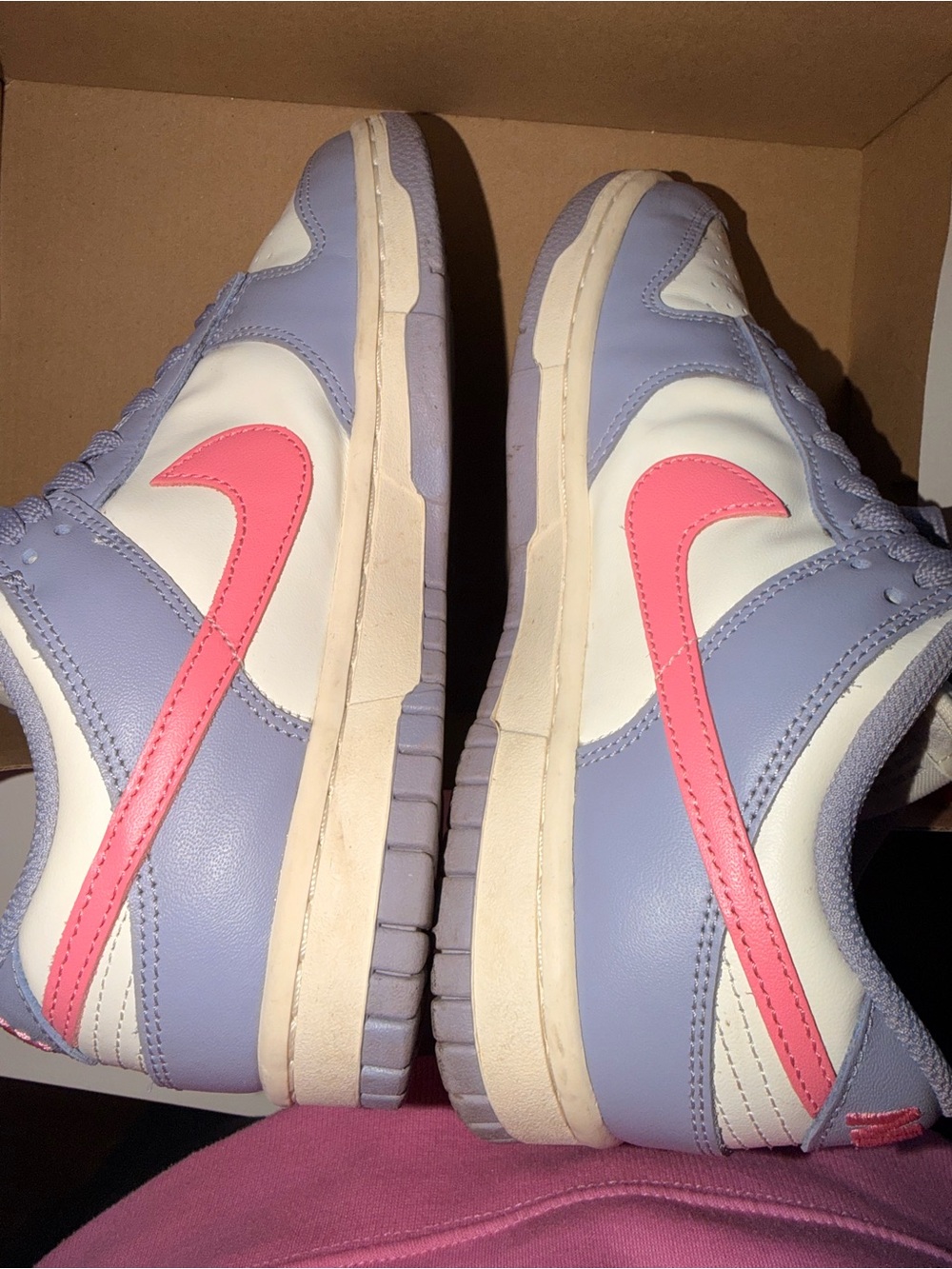 Nike Dunks Indigo Haze Women's Low-Top Sneakers in Lavender, White and Pink